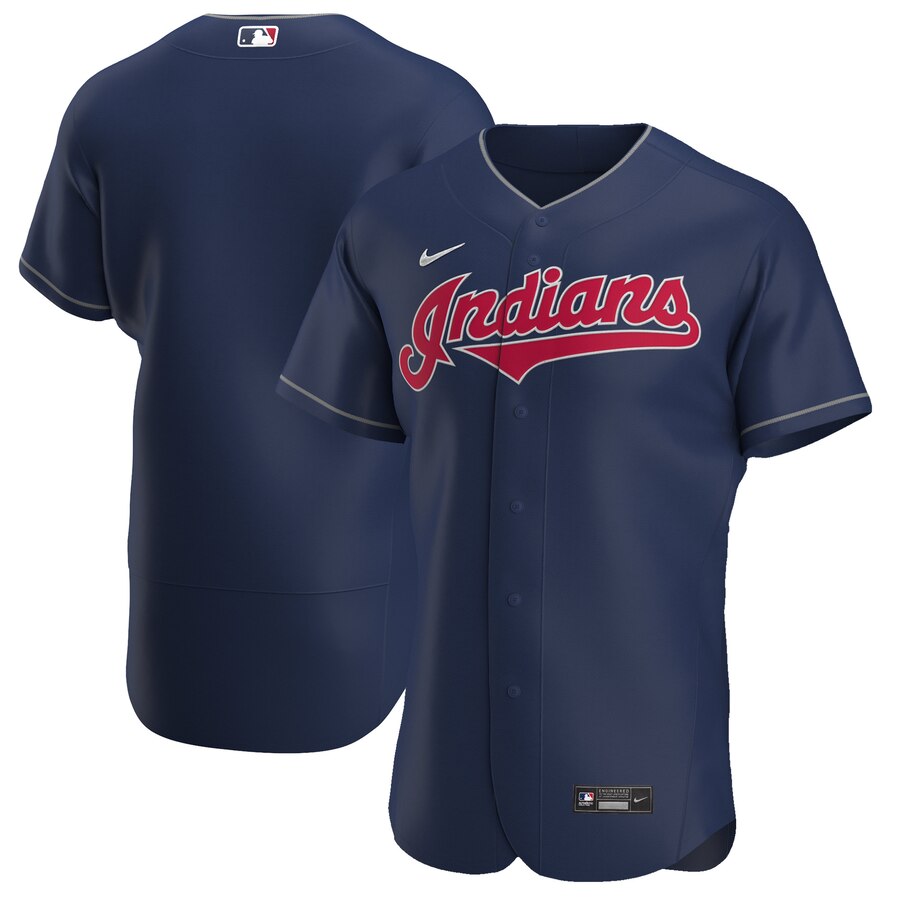 Custom Cleveland Indians Men Nike Navy Alternate 2020 Authentic Team MLB Jersey->cleveland indians->MLB Jersey